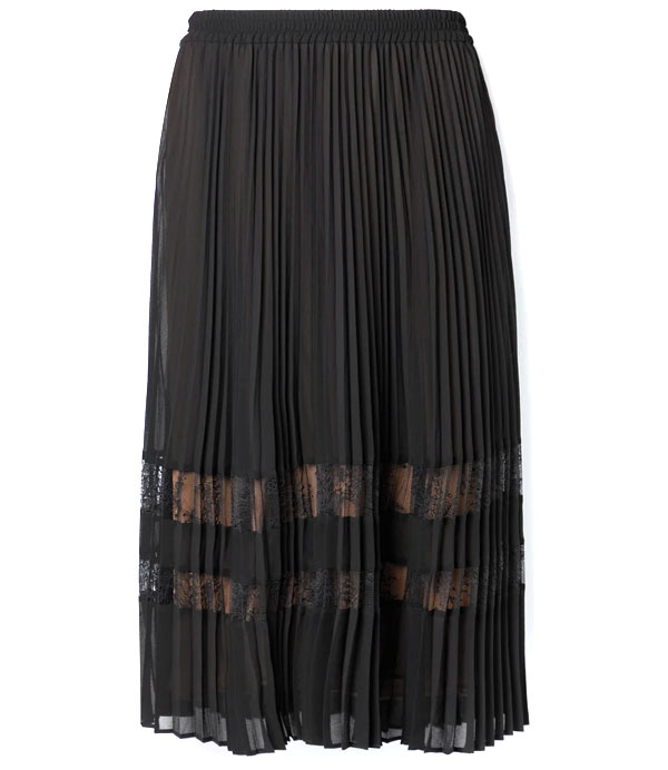 Lace-trimmed Pleated Crepe Midi Skirt – Michael Michael Kors